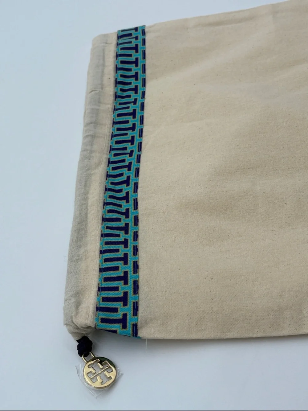 Tory Burch‎ Linen Dust Bag Drawstring Storage Pouch Logo